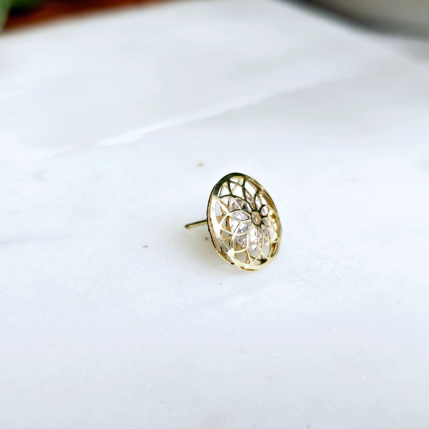Mandala Flower Studs, 10K Gold