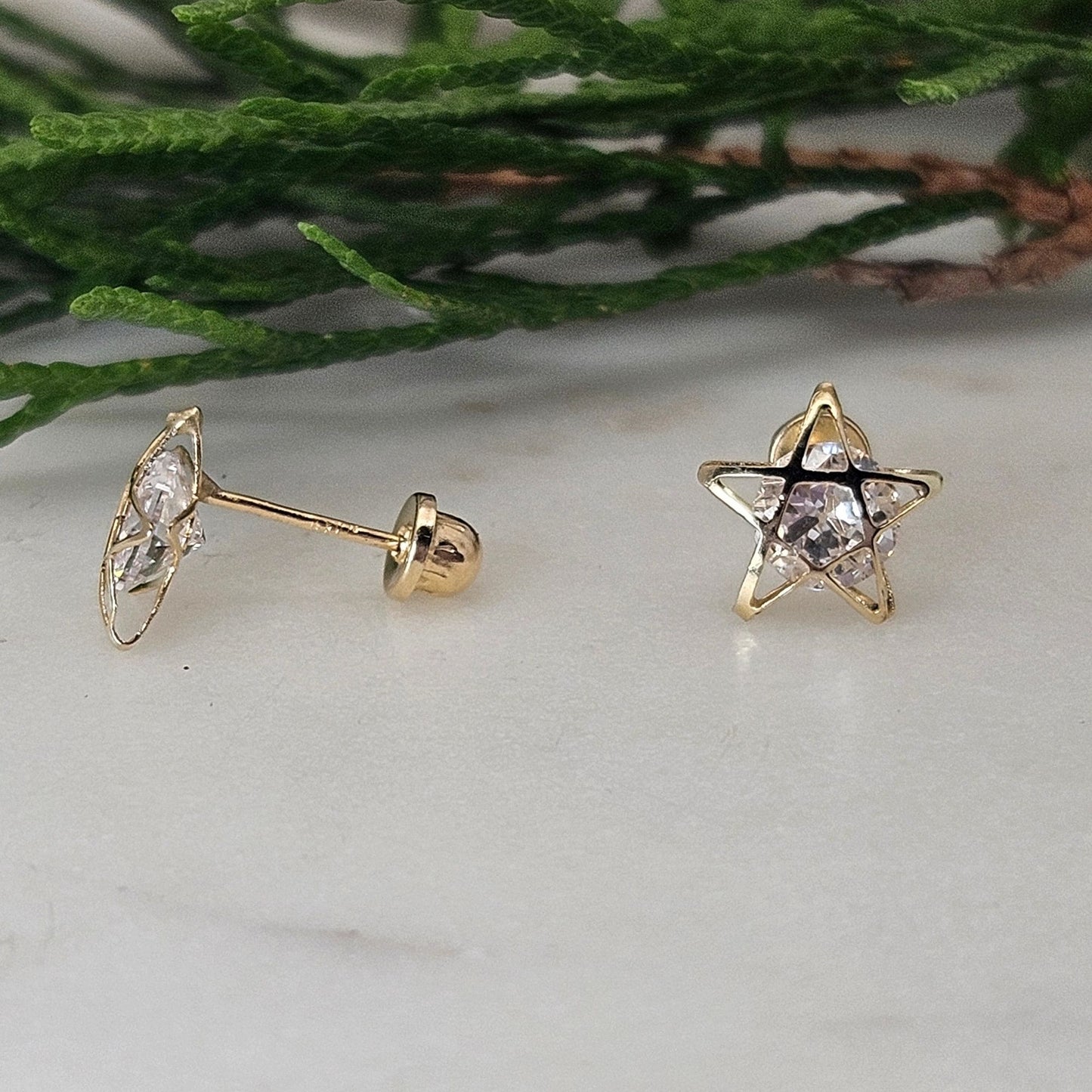 Hollow Star Earrings, 10K Gold