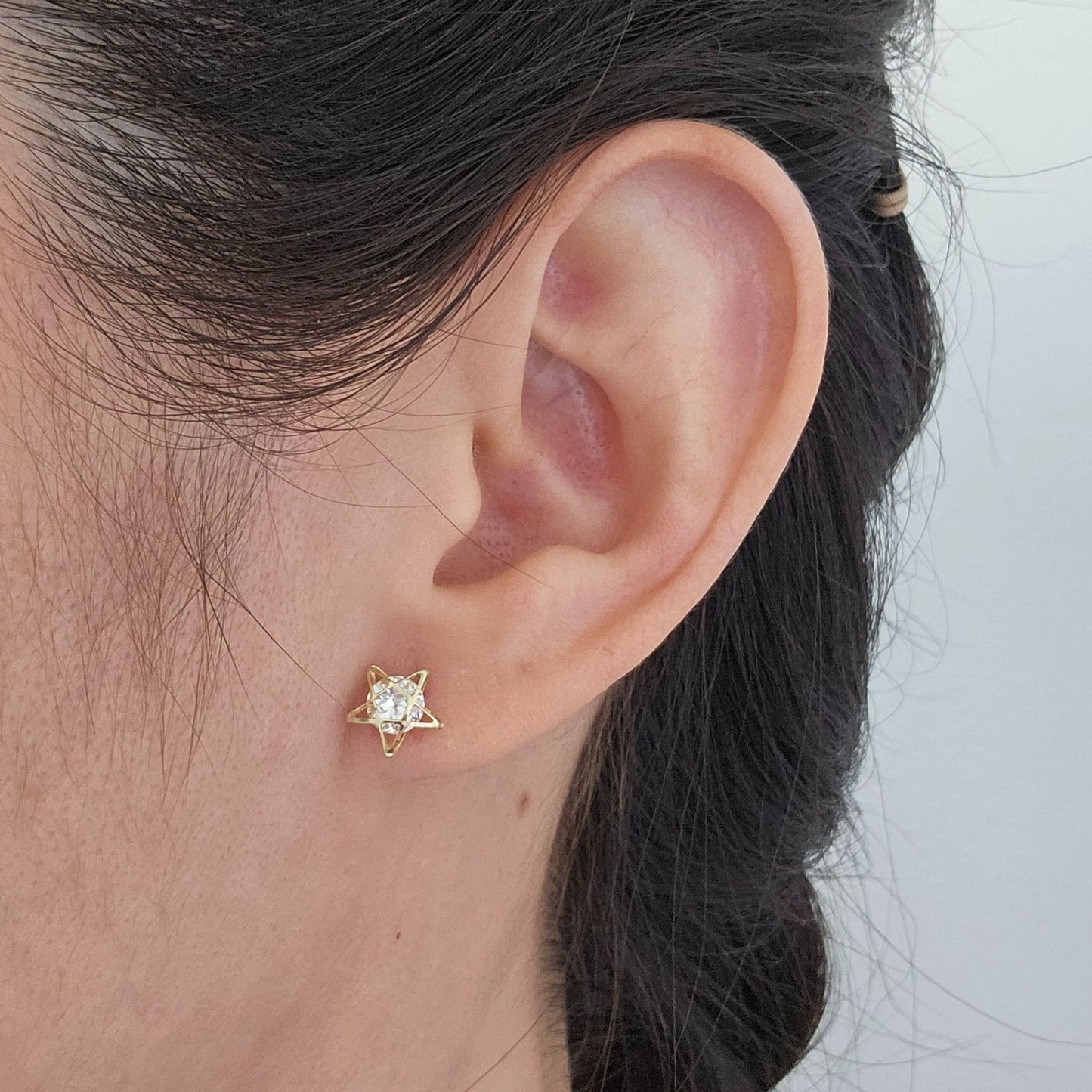 Hollow Star Earrings, 10K Gold