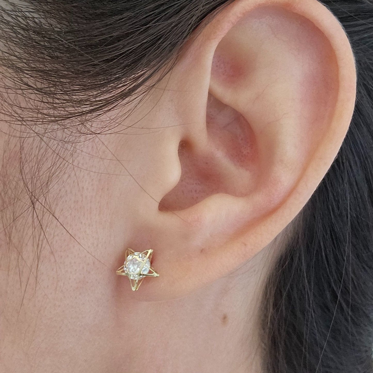 Hollow Star Earrings, 10K Gold