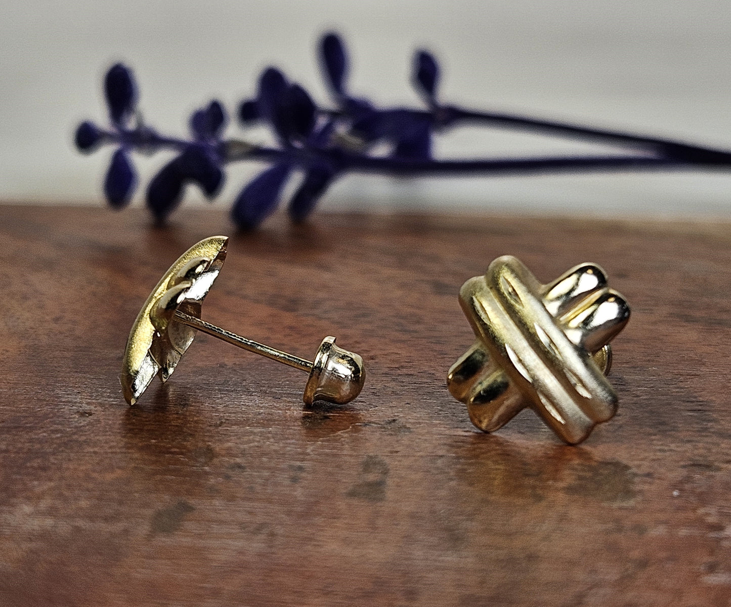 X-Shaped Studs, 10K Gold