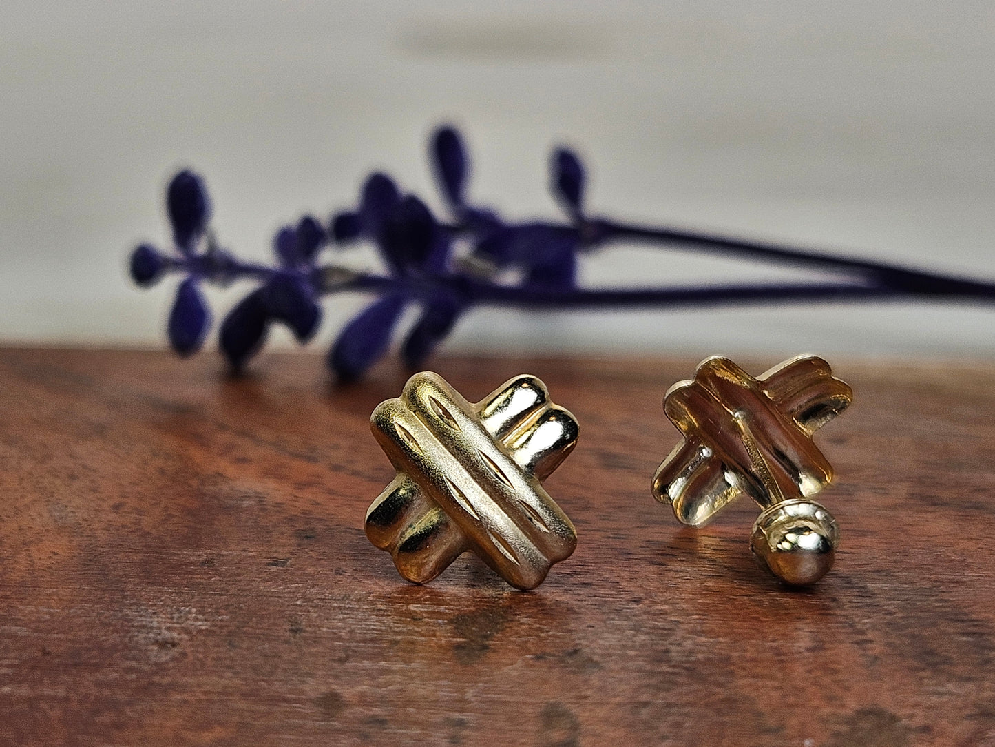 X-Shaped Studs, 10K Gold