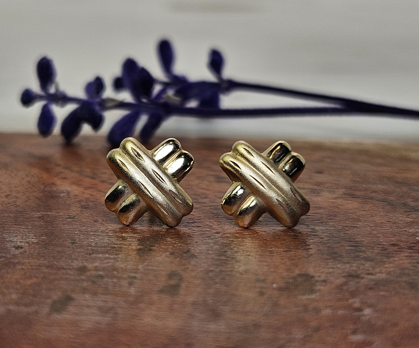X-Shaped Studs, 10K Gold