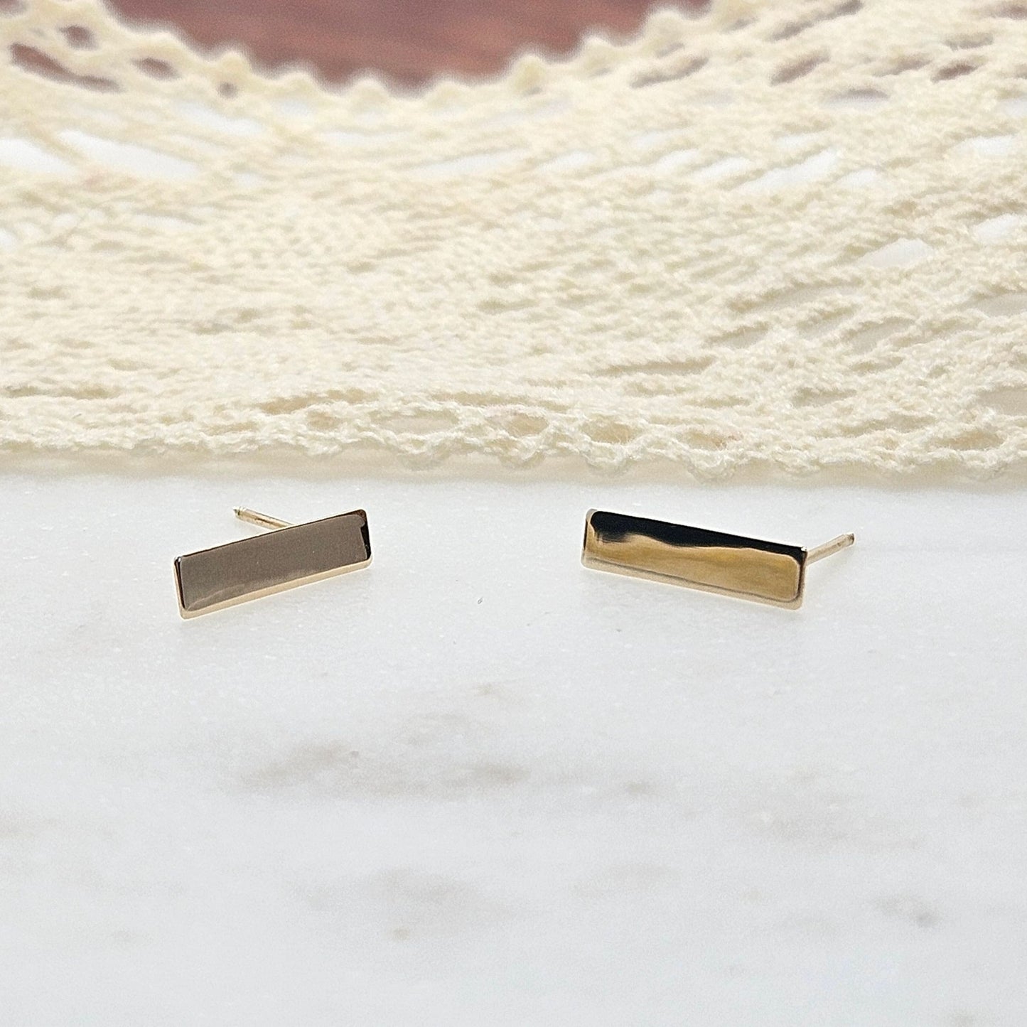 Gold Bar Studs, 10K Gold