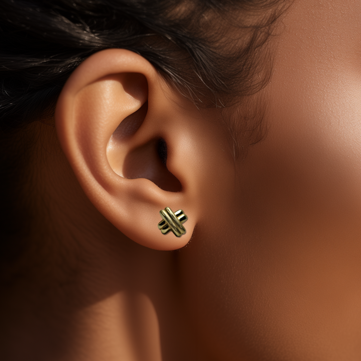 X-Shaped Studs, 10K Gold