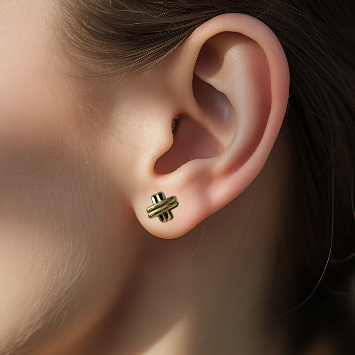 X-Shaped Studs, 10K Gold