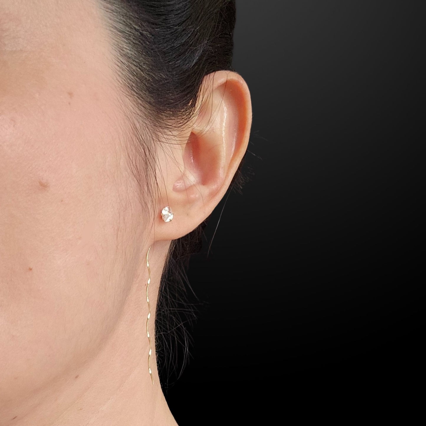 Marquise Curly Threader, 10K Gold