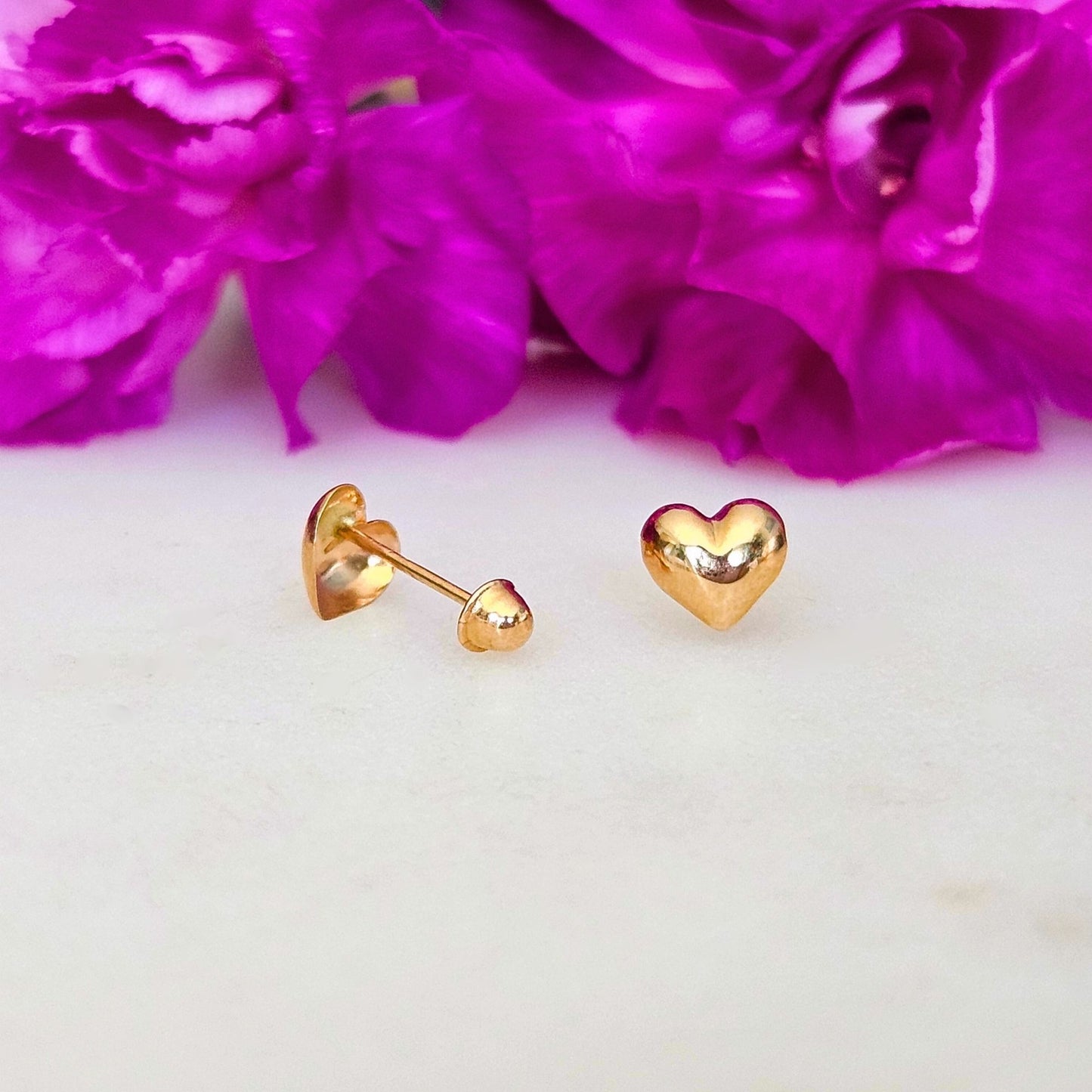 Mini Heart Studs, 10K Rose Gold