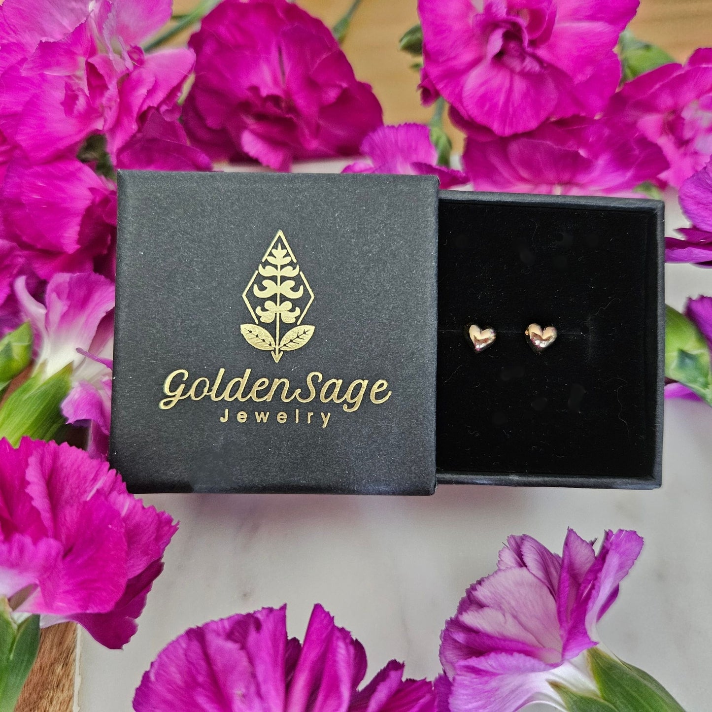 Mini Heart Studs, 10K Rose Gold
