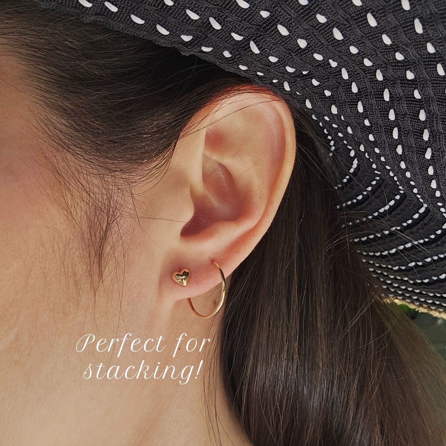 Mini Heart Studs, 10K Rose Gold