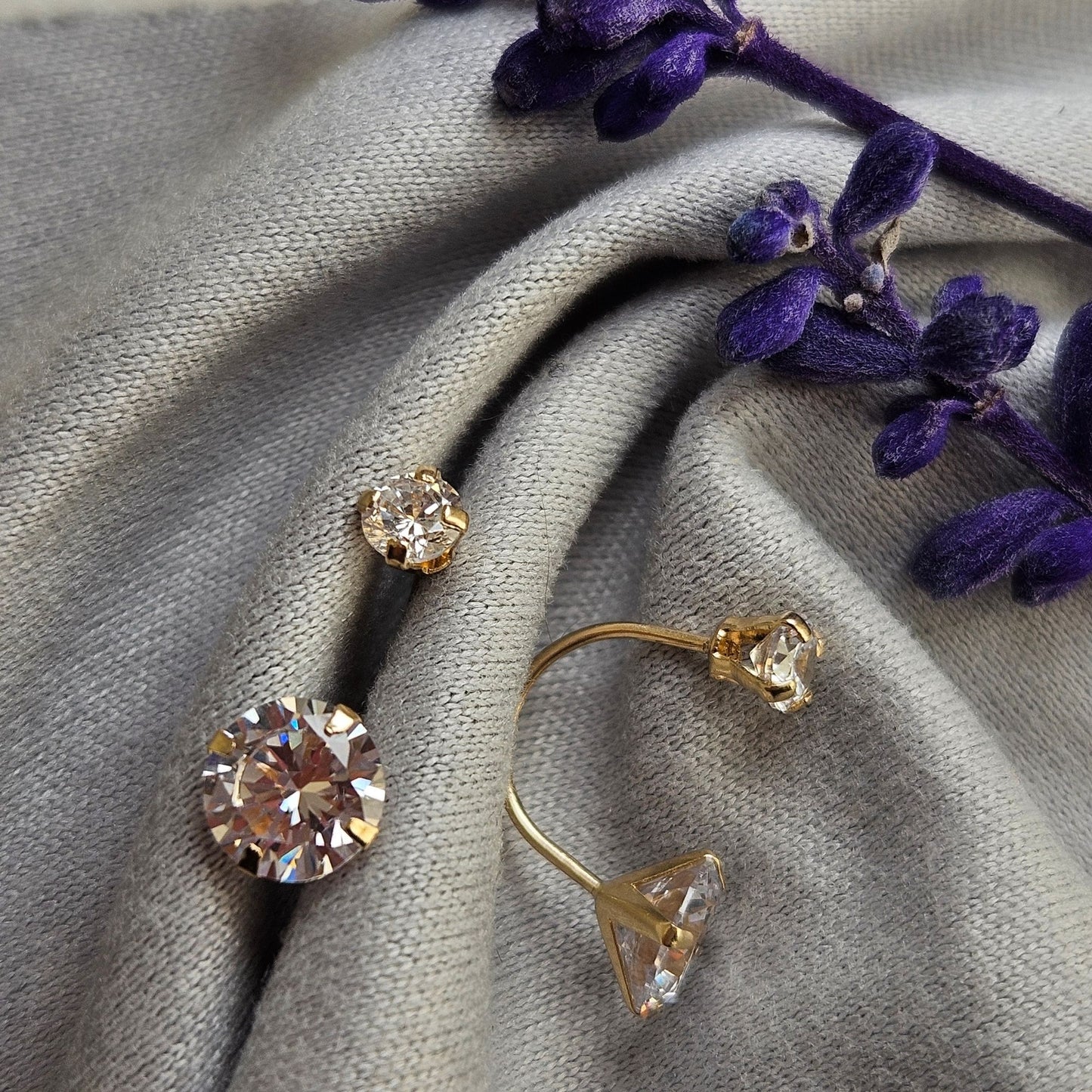 Front Back Diamond Earrings, 10K Gold