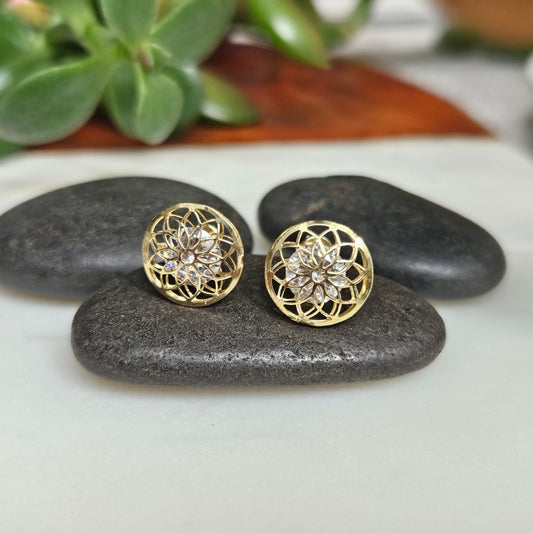 Mandala Flower Studs, 10K Gold
