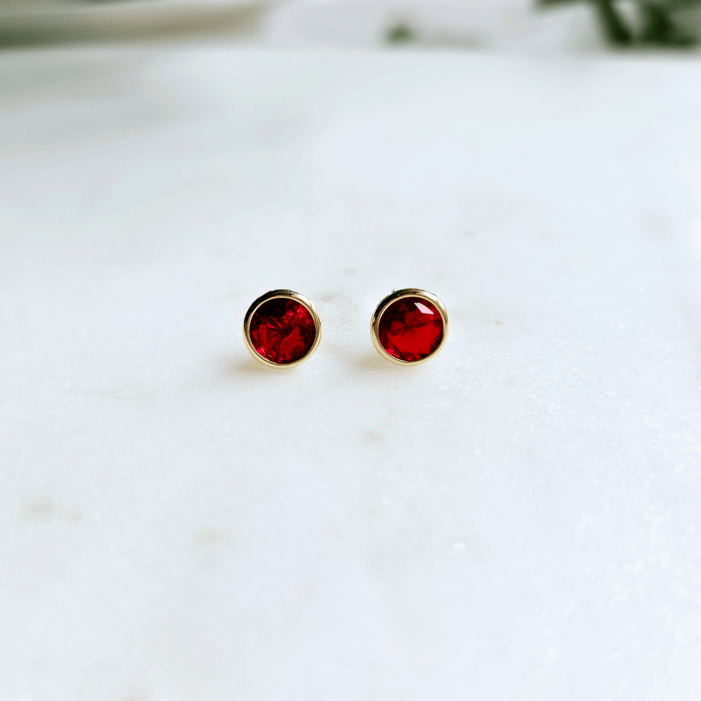 Bezel Stud Earrings, 10K Gold