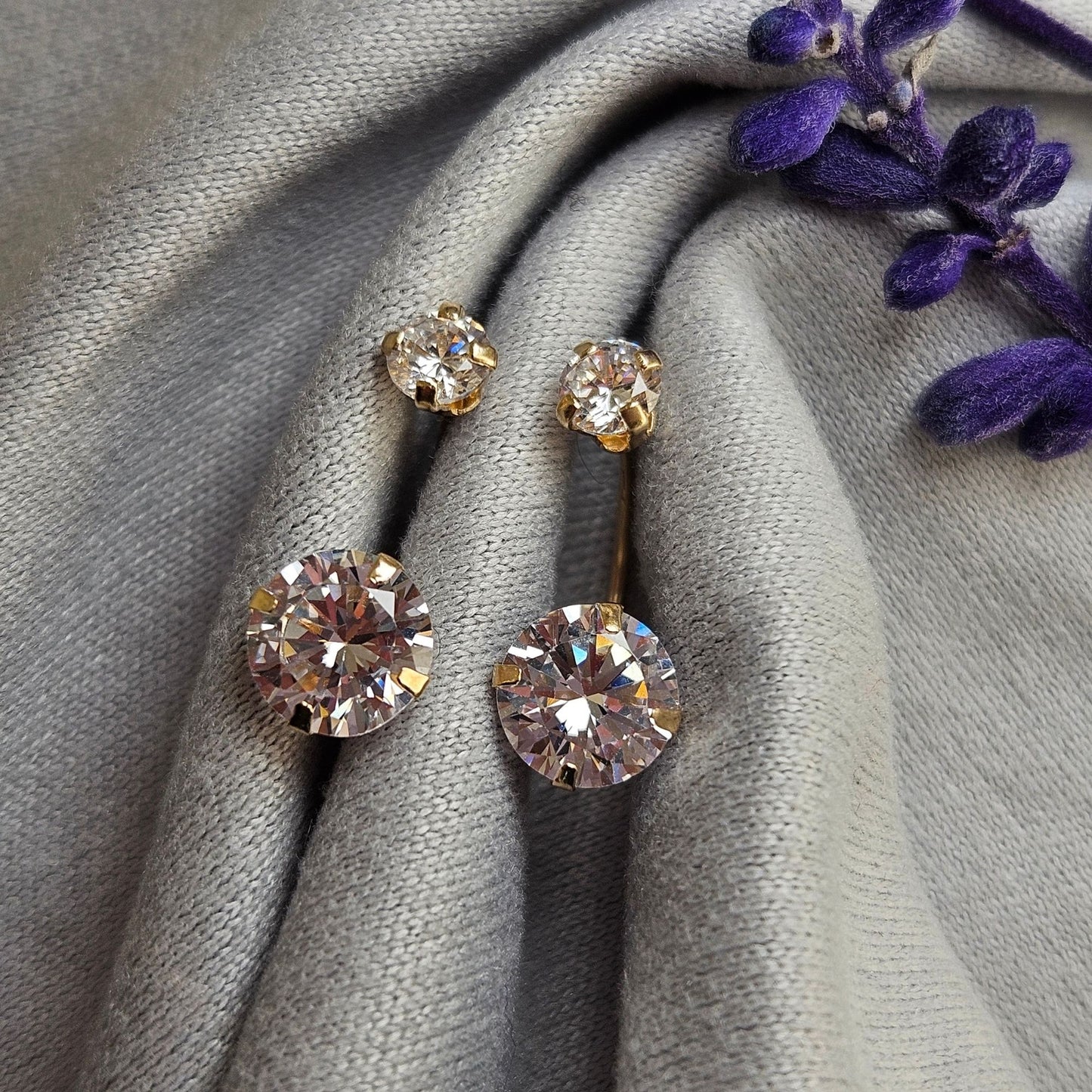 Front Back Diamond Earrings, 10K Gold