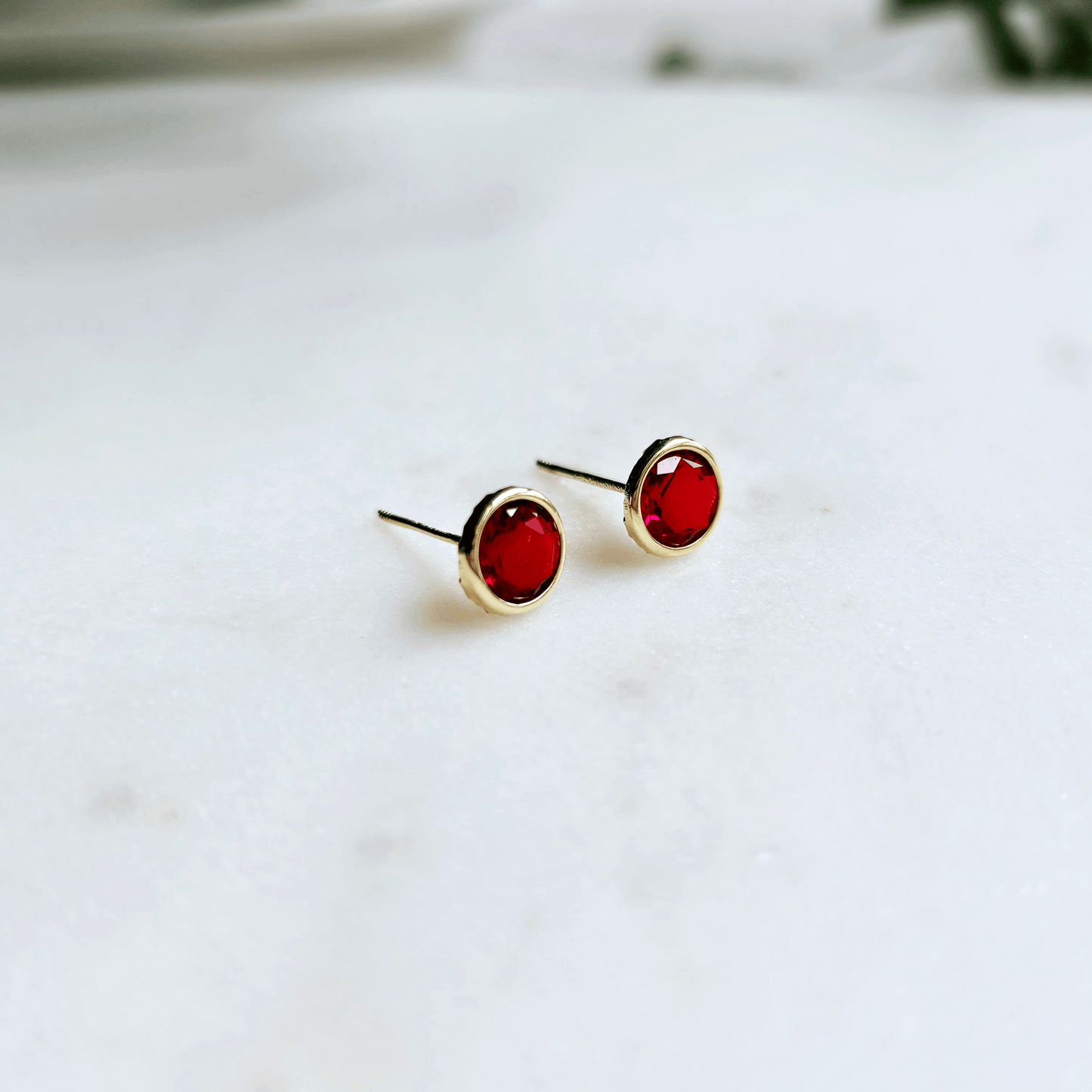 Bezel Stud Earrings, 10K Gold