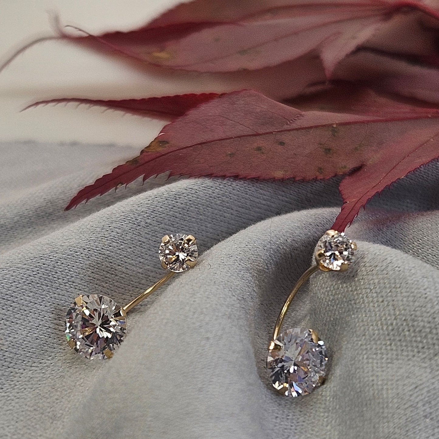 Front Back Diamond Earrings, 10K Gold