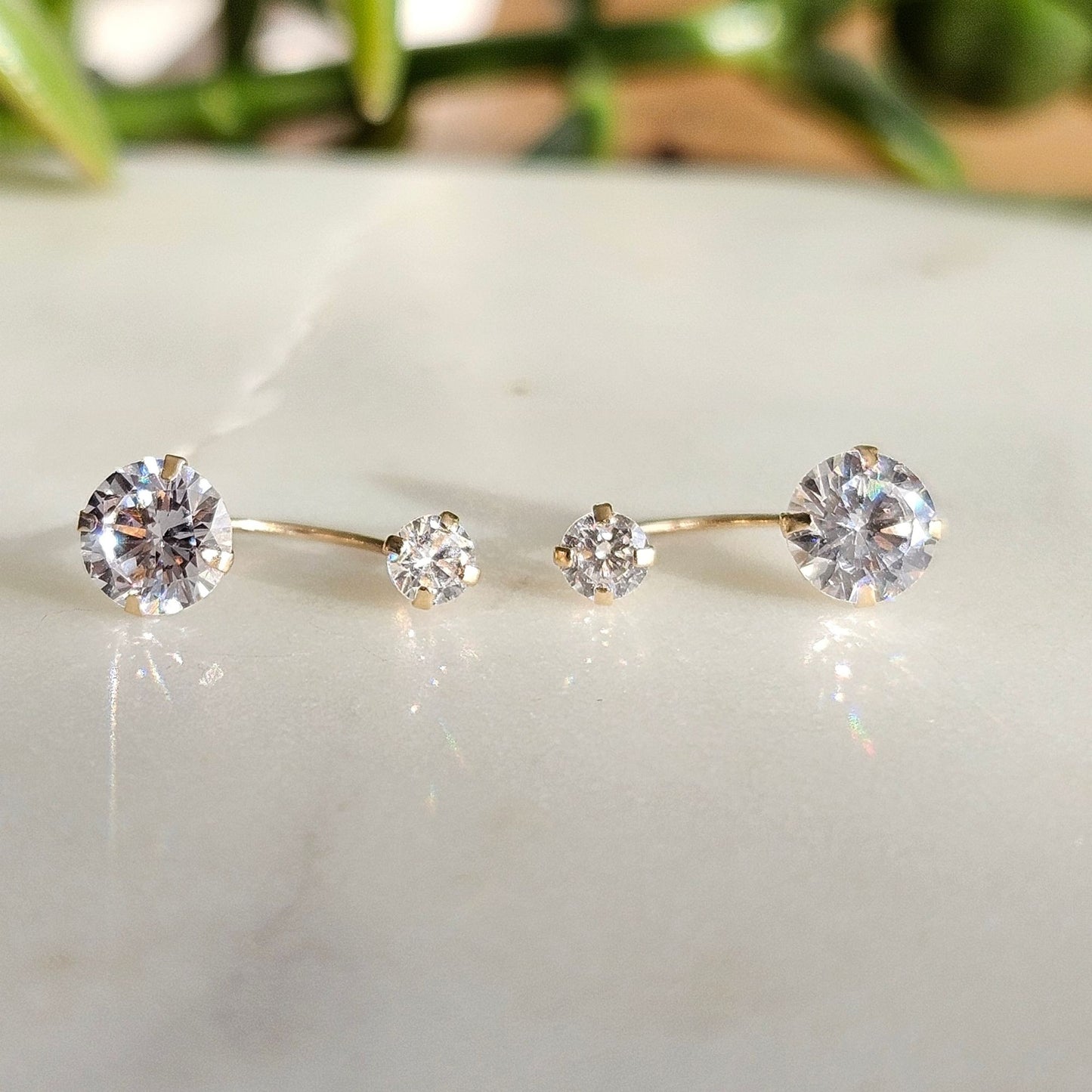 Front Back Diamond Earrings, 10K Gold