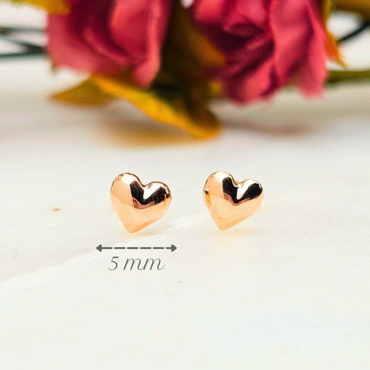 Mini Heart Studs, 10K Rose Gold