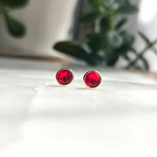 Bezel Stud Earrings, 10K Gold