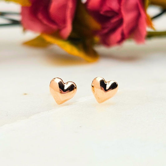Mini Heart Studs, 10K Rose Gold