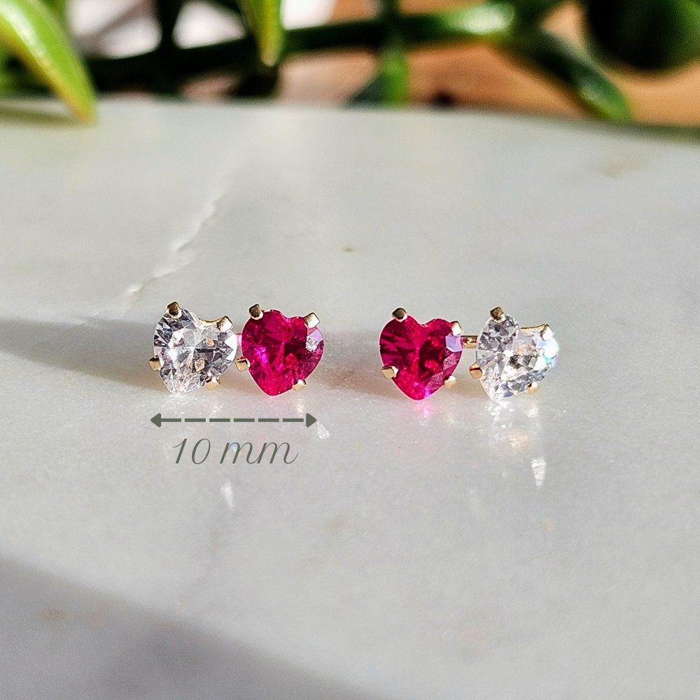 Toi et Moi Heart Studs, 10K Gold